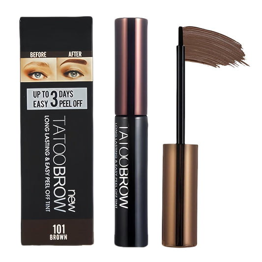 AurolaGlow Tattoo Brow Peel Off Gel Tint - Semi-Permanent, Waterproof, Lasts Up To 3 Days - Dye for Eyebrow Coloring - Easy Peel-Dark Brown