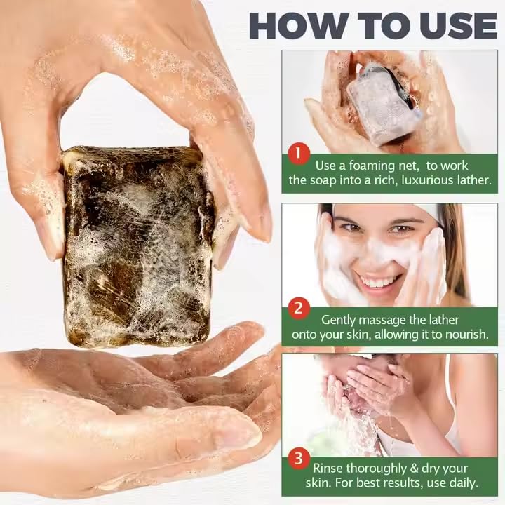 100% Natural African Black Soap | Skin Brightening & Black Spot Removal Unprocessed, Handmade, | Anti-Ageing, Acne Care, Deep Hydration & Moisturizer | Ethically Sourced for All Skin Types