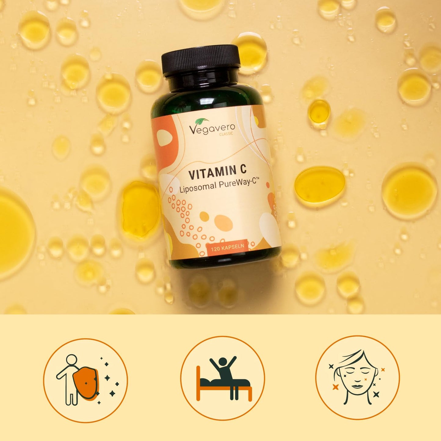 Vegavero Liposomal Vitamin C | 120 Capsules | Clinically Tested, Highly Bioavailable PureWay-C™ Liposomal VIT C | Real Liposomal Technology Phospholipids Bilayer | Vegan