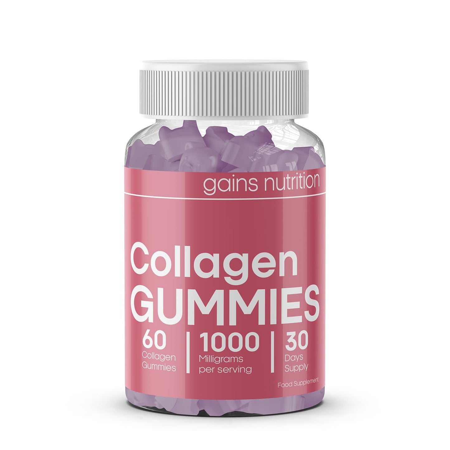 Marine Collagen Gummies High Strength with Biotin & Zinc, Type 1 Hydrolysed Collagen Peptides