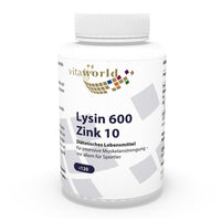 Vita World L-Lysine 600mg + Zinc 120 Vegetarian Capsules Made in Germany