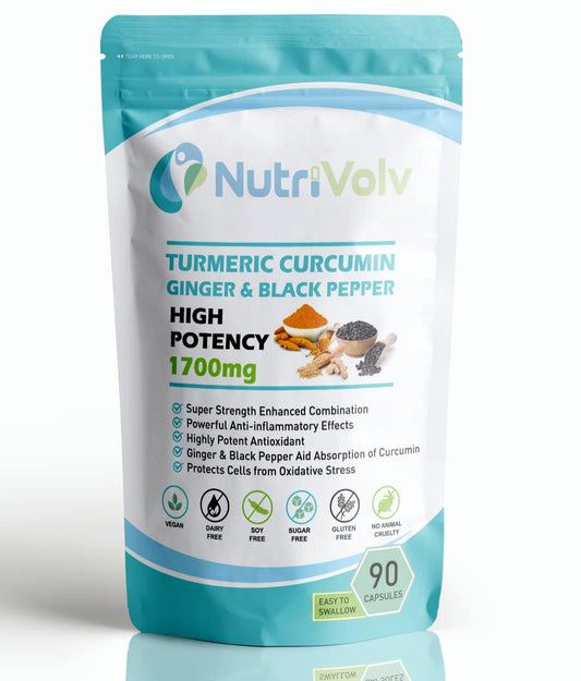 Turmeric Curcumin, Ginger & Black Pepper 1700mg - 90 Capsules - High Strength