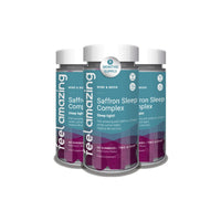 Feel Amazing Saffron Sleep Complex Gummies - Natural Sleep Aid with Lemon Balm, Chamomile, Zinc & Vitamin B6 - Vegan, Halal - Mixed Berry Flavour, 60 Gummies, 30-Day Supply (1)