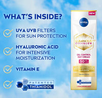 NIVEA Luminous 630 Even Glow Day Cream, Oil Control, SPF50, 40ml