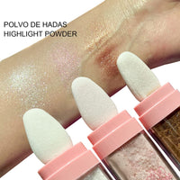 Weixinbuy Highlighter Powder Stick, Polvo De Hadas Glitter Patting Powder Fairy Highlight Powder Smooth Waterproof Three-Dimensional Shimmer, Sparkly Natural Patting Powder for Face Body Eyes Collarbones Glow