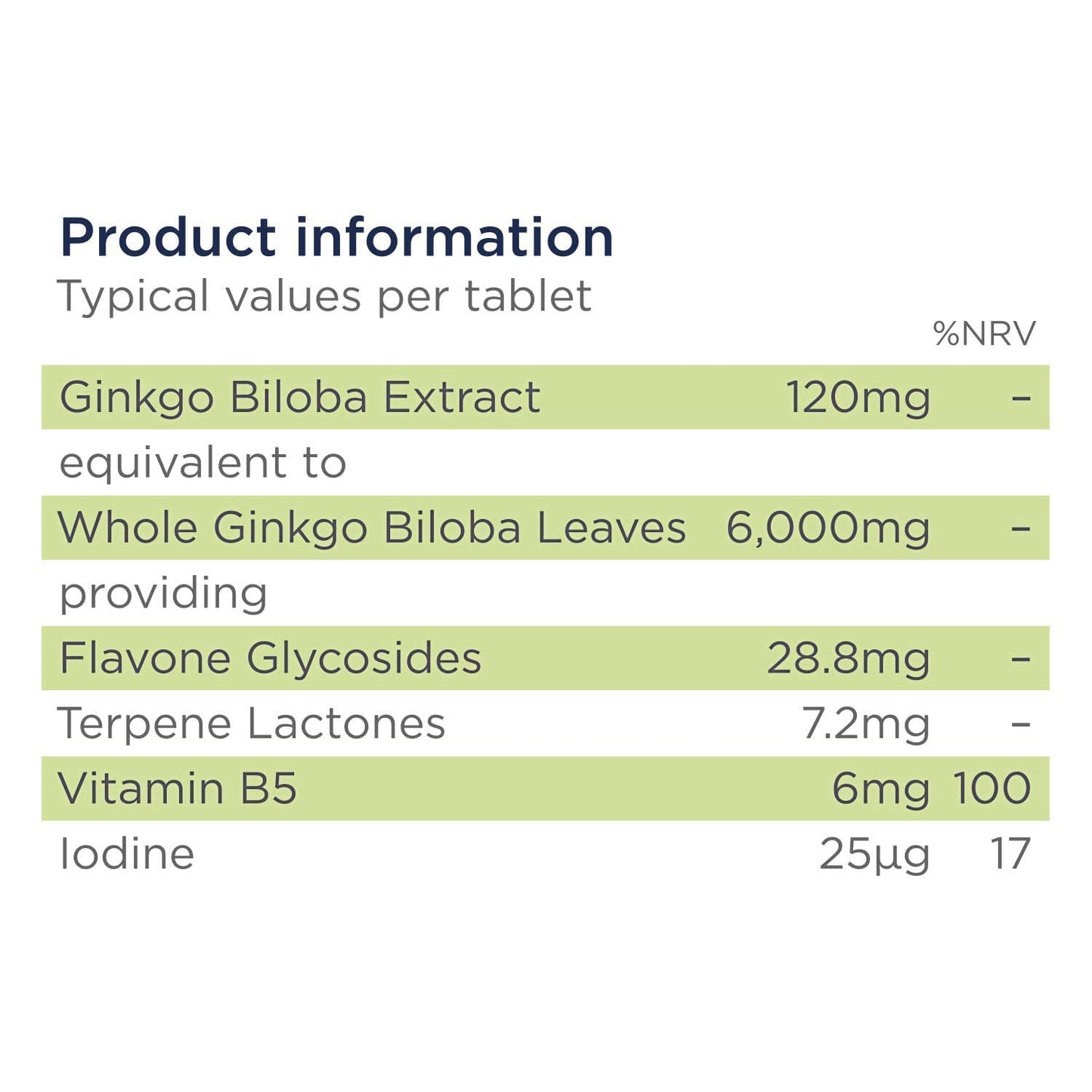 healthspan Healthspan Ginkgo Biloba 6,000mg | High Strength | 180 Tablets | Iodine | Vitamin B5 | Flavone Glycosides | Vegan