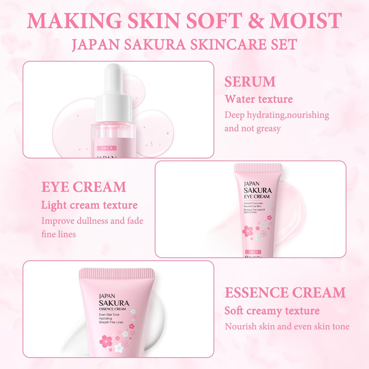 wimony WIMONY Skincare Gift Set 3PCS with 4PCS Mini Travel Kit For Teenage Girls,Serum,Eye Serum,Essence Cream,Facial Care Travel Kit,Mild And Non-Irritating Face Care Kids Skin Care Products