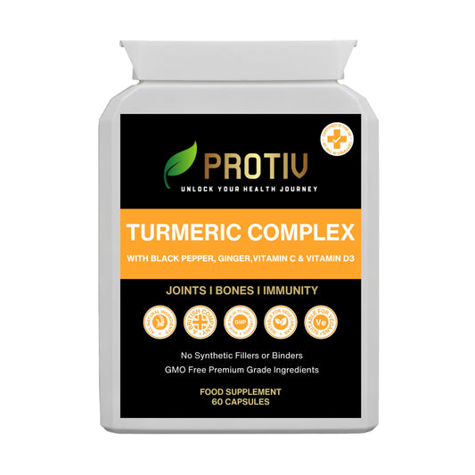 Turmeric Curcuminiods Complex (500mg) - 60 Capsules with Black Pepper Extract - UK Manufactured to GMP Standards