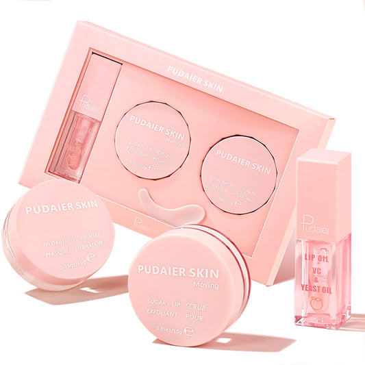 Skynest 3 Pcs Lip Care Kit, Hydrating Lip Glow Oil, Moisturizing Lip Mask, Exfoliating Lip Scrub, Lip Care Plumping Makeup Set for Shiny and Nourishing Lips, Dry Lips Treatment
