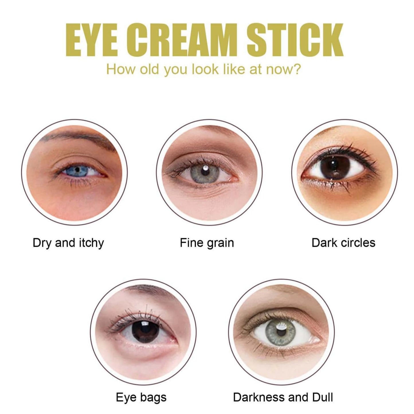 SingHao Snail Peptide Eye Cream Stick,Anti-Aging E/ye C/ream for Puffiness,Collagen Anti Wrinkle Ey/e Balm S/tick,Ey/e Serum Stick for Eye Bags,Under Ey/e Cream,Anti Wrinkle E/ye Cream,Eye Bag Balm for Woman