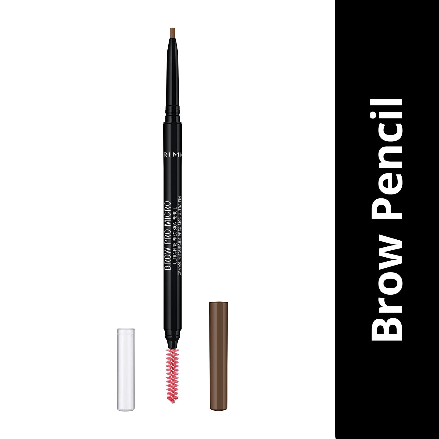 Rimmel London Brow Pro Micro Ultra-Fine Precision Pencil & Brush, Natural-looking Defined Brows, Soft Brown, 0.03 g