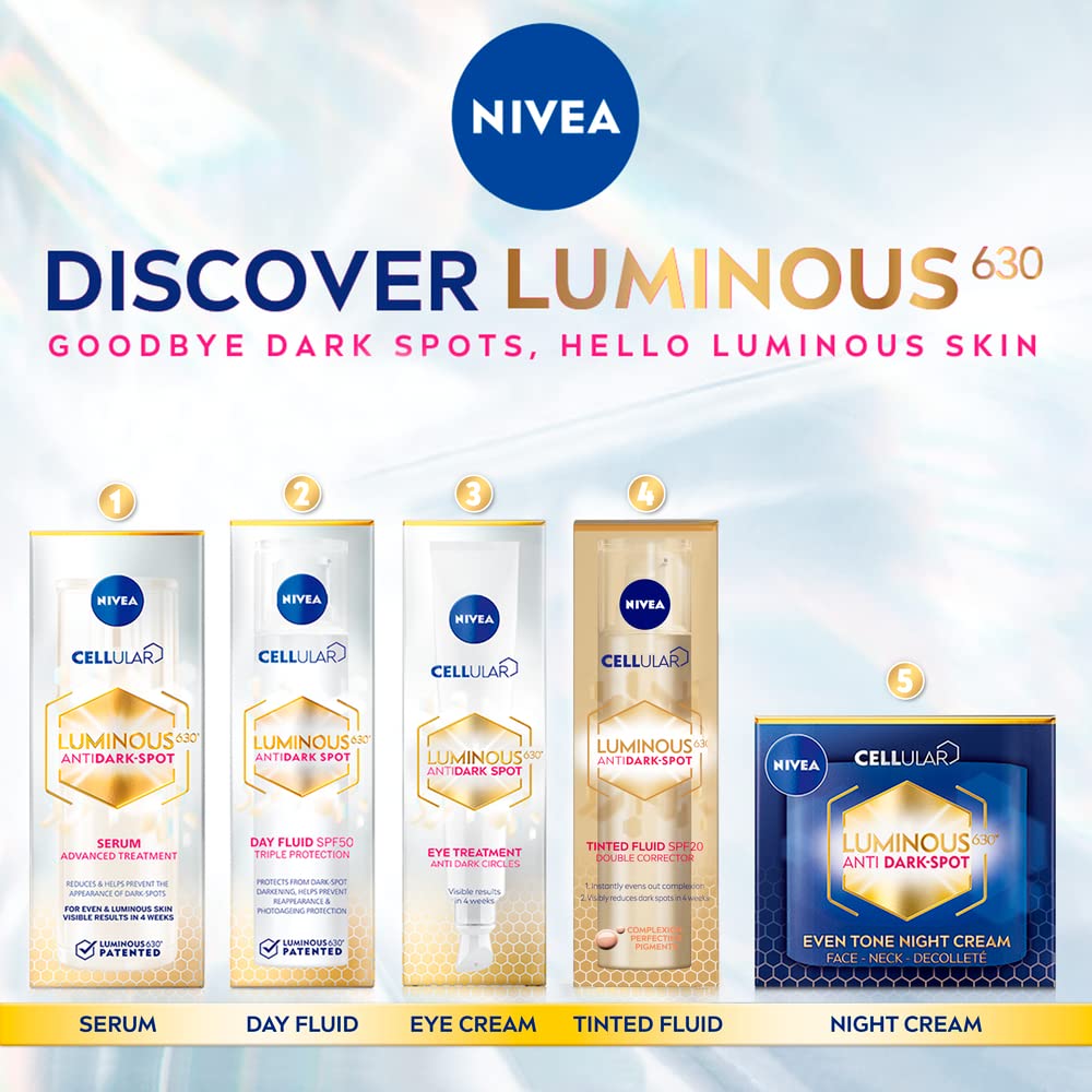 NIVEA Cellular LUMINOUS 630 Anti-Dark Circles Eye Treatment Cream (15ml), Eye Cream for Dark Circles with Hydrating Formula, Made with Caffeine and Hyaluronic Acid