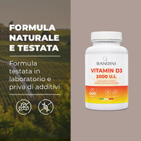 BANDINI Bandini® Vitamin D 2000 IU - High Strength Vitamin D3 Supplement (Cholecalciferol) - 400 Easy Swallow Micro Tablets (1+ Year Supply) - Vegetarian Vitamins - Immune System Booster & Bone Health Support