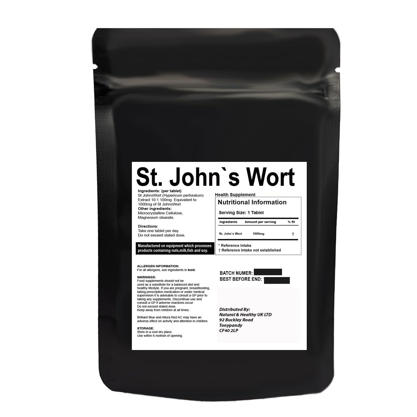 Generic St John`s Wort 1000mg (120 Tablets)