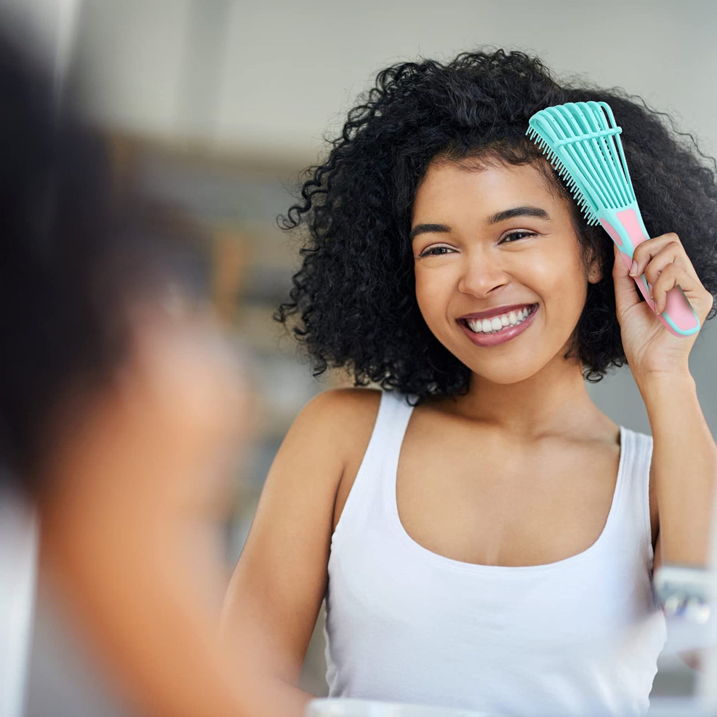 URTHEONE Hair Brush,Detangle Hair Brush, Detangler Brush for Women Men Adults Kids Afro American Type 3a-4c, Detangling Nylon Bristle Brush for Kinky Curly Coily Wavy Wet and Dry Hair,Pinkgreen