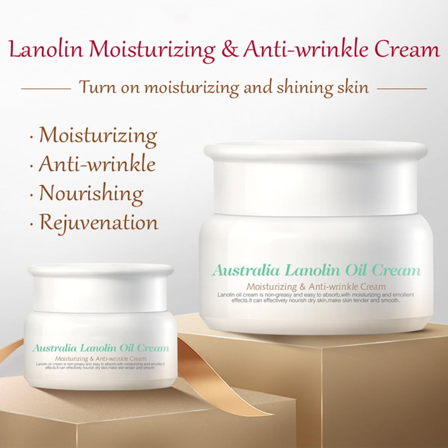 Pure Lanolin Face Cream Moisturiser, Strong Moisturiser & Anti Wrinkle Face Cream For Women & Men, Reduce Redness & Dryness For Body & Hands, Non-Greasy For Sensitive & Very Dry Skin