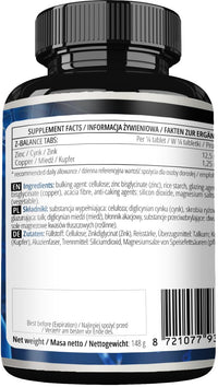 APOLLO'S HEGEMONY Z-Balance - Zinc 12,5mg + Cooper - 180 Tablets Capsules - 720 Servings - Zinc bisglycinate and Cooper bisglycinate - Supplement for Healthy Hair, Skin and Nails - by Apollo's Hegemony