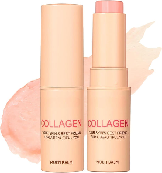 ChicNana Collagen Multi Balm Stick, Collagen Stick Lip Balm Anti Wrinkles Face Moisturiser, Hydrating Eye Boosting Moisturer for Face Eye Lip Neck