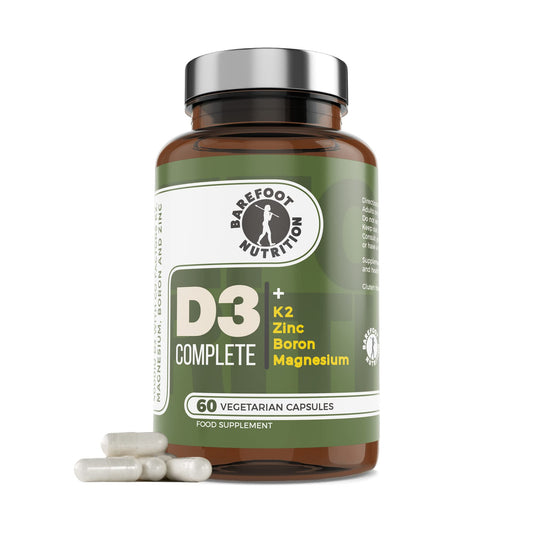 Barefoot Nutrition - Vitamin D3 Complete 4000 IU, With Vitamin K2 MK-7, Magnesium, Boron & Zinc Supplement, High Strength Formula for Bone and Normal Health Function, 60 Capsules