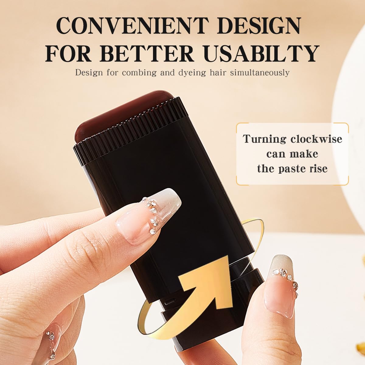 Shengqialun Safe and Convenient Comb Hair Dye Black, Instant Hair Color Stick with Built-in Comb, Root Cover Up Stick for Instant White Coverage,Waterproof Sweat-Proof Portable, Easy Application