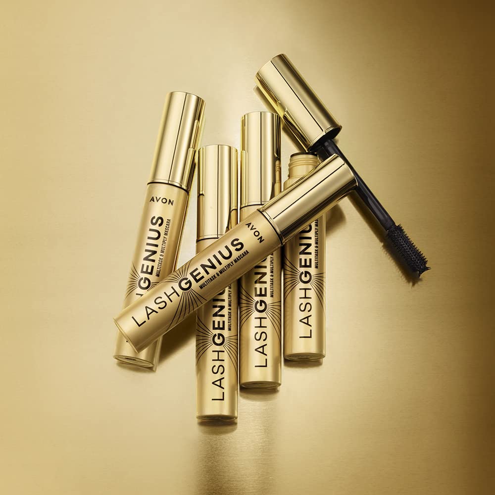 Avon Lash Genius Multitask & Multiply Mascara Blackest Black with Smart Control Brush and Quick-Glide Gel Formula for Full Volume, Length, Lift, Intensity and Definition, 10ml