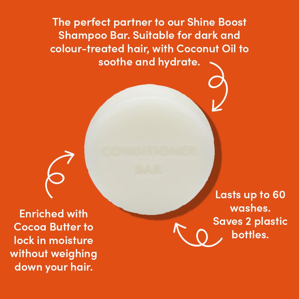 grüum Shine Boost Hair Conditioner Bar 50g - SLES, EDTA & Paraben Free Conditioner Bar for Hair Lasts up to 60 Washes - Plant-Based Vegan Solid Conditioner Bar for Hair
