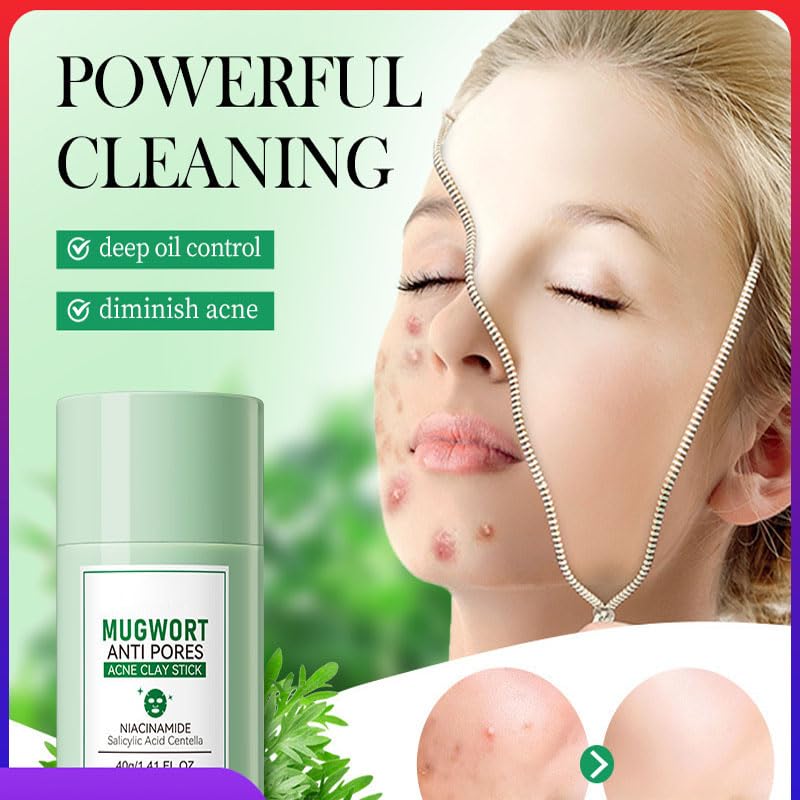 ZQUKAMZ Wormwood Mud Clay Mask - Deep Cleansing Pore Purifying Clay Mask with Tea Tree, Bentonite and Kaolin Clay - Vegan Clay Mask for Face and Body 40g