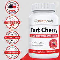 Nutracraft #1 Tart Cherry Extract | 2000mg 4:1 Concentrated Tart Cherry | Uric Acid Cleanse & Sleep Support | No Fillers or Additives | 1 Month Supply (Non-GMO)