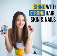 Brain Body Daily Hair, Skin and Nails Vitamin Gummies with Biotin, Vitamin C and E, Collagen - Biotin Gummies for Hair Growth 60 Gummies. Promotes Thicker Hair, Reduces Breakage, Stronger Nails and Glowing Skin.