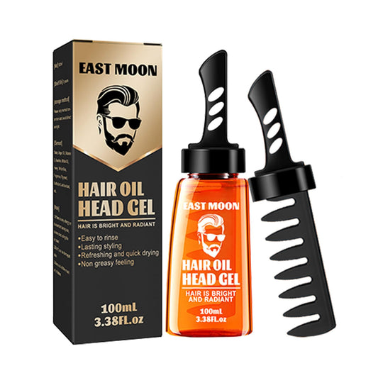 QIEEUMIN 2 in 1 Hair Wax Gel with Comb, Hair Setting Gel with Dip Comb, Men Hair Styling Gel with Comb, Long-Lasting Fluffy Fast Build Hair Oil Head Gel 100ml
