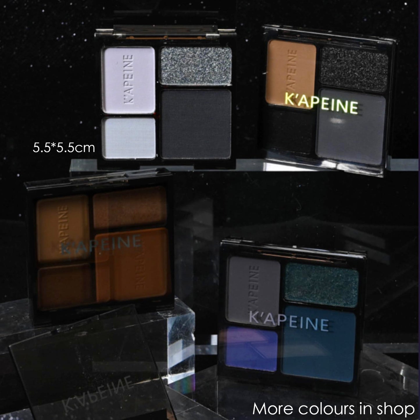 HAORQEE Black Eyeshadow Palette, Smokey Silver Glitter Gothic Eye Shadows Make Up Palettes White Grey Matte Long Lasting 4 Colors Eye Shadow Pallets for Women Girls Halloween Goth Christmas Gifts