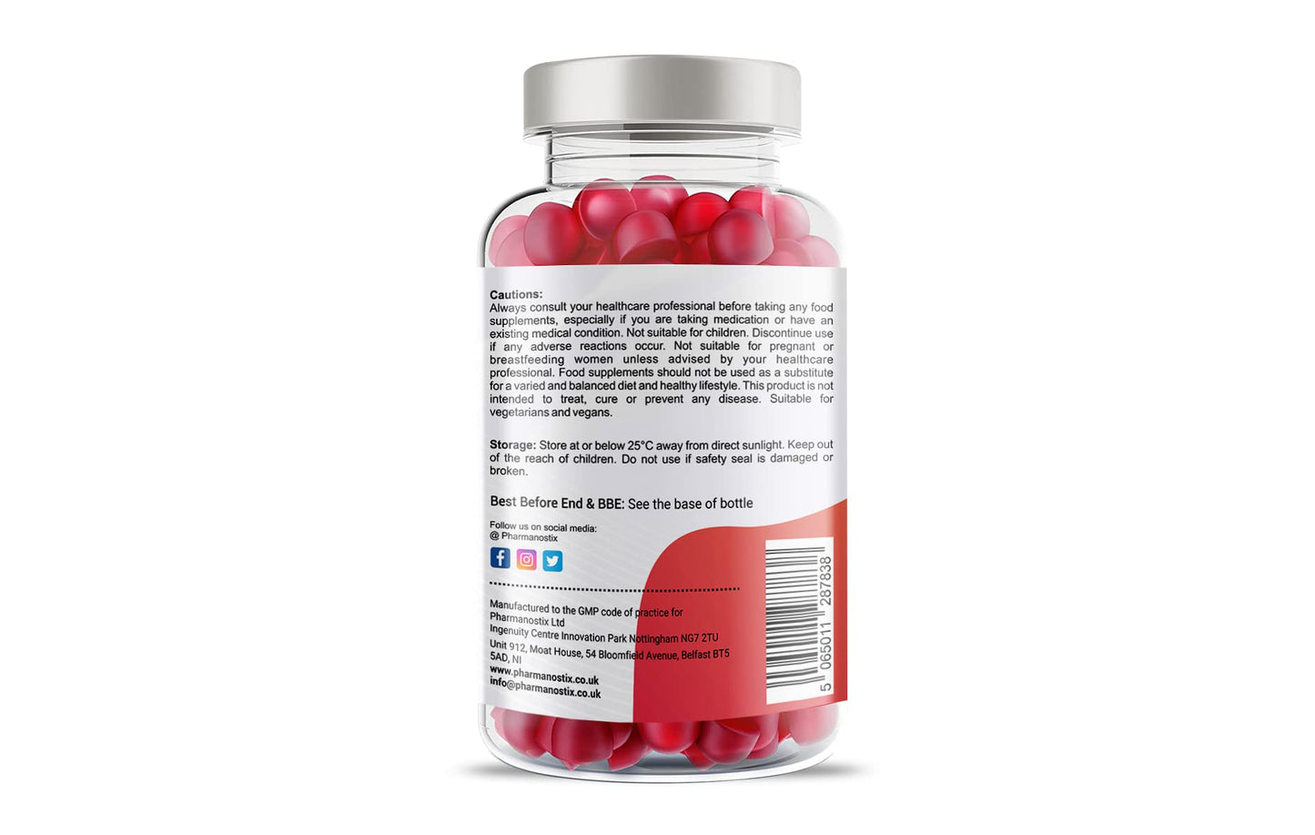 Pharmanostix Ultra Biotin 5000mcg Vegan Gummies - 10000mcg Per Daily Dose - for Hair, Skin and Nail Growth Support - 150 Natural Strawberry Flavour - 75 Days Supply - for Men and Women