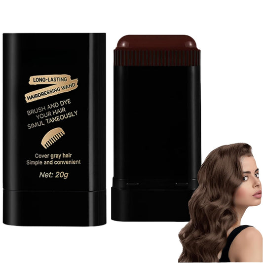 Yoowan Comb Hair Dye for Grey Hair Coverage,Ha-Ir Dye Comb,Ha-Ir Root Colour Touch Up,H-Air Colour Stick,Concealer Stick For Women,Waterproof&Sweat-Proof,Temporary Dyeing,Gentle Formula(Brown)