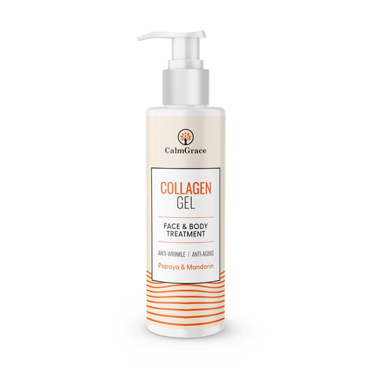 CalmGrace Collagen Gel | Anti-Ageing Collagen Moisturiser | Hydrating Anti Wrinkle Collagen Gel Face & Body Skincare | Non-Greasy Collagen Oil for Face - Papaya and Mandarin (250ml)