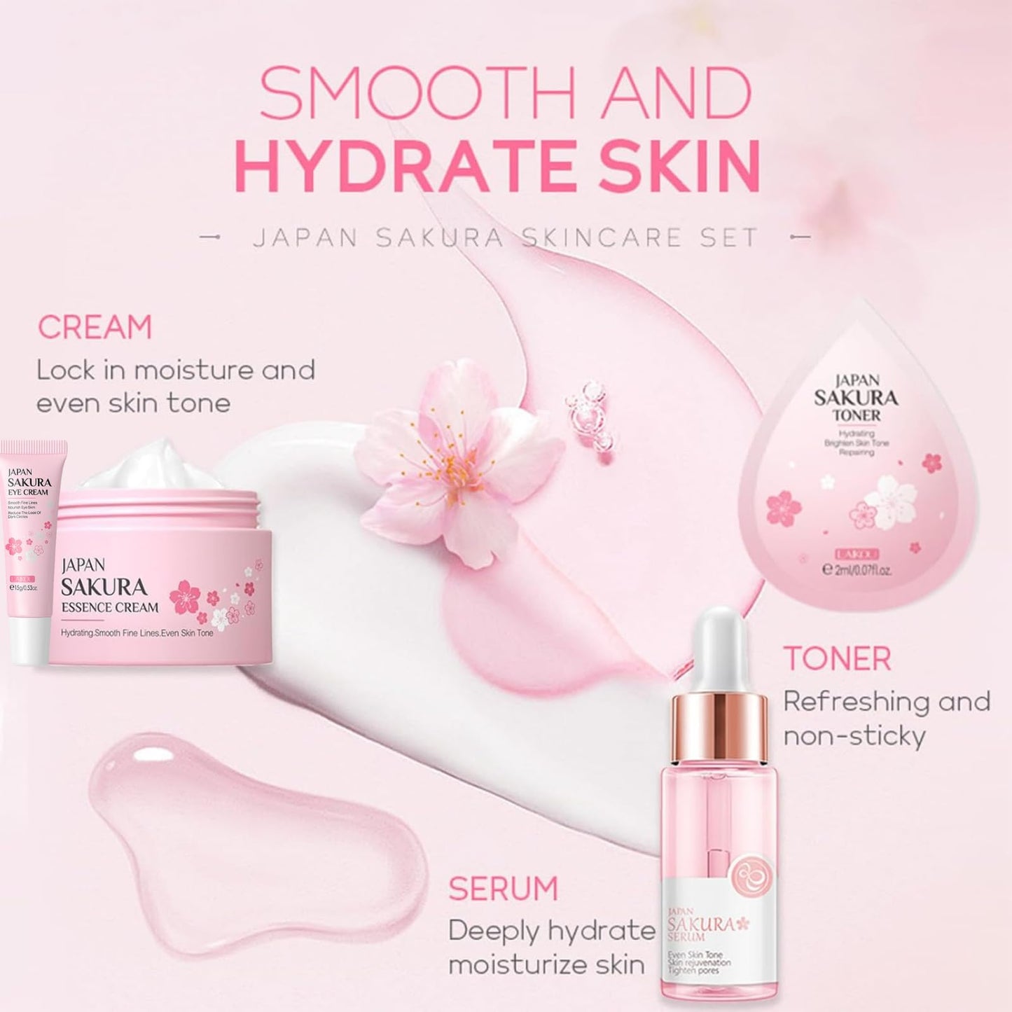 30Pcs Sakura Skincare Set, Skin Care for Teenage Girls Gift Set, Girls Pamper Set with Cleanser,Toner,Serum,Eye Cream,Face Cream,Lip Mask,Sleeping Mask,Mud Mask,Tone Up Cream,Sunscreen