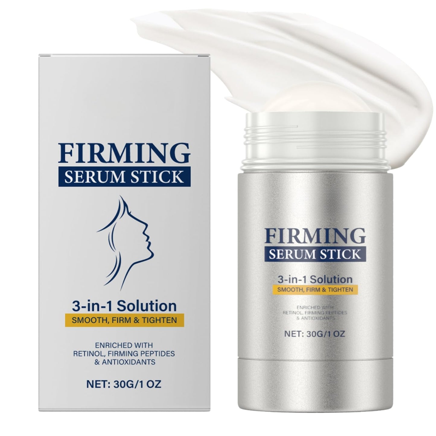 Shefave Retinol Firming Serum Stick, 3-in-1 Advanced Retinol Face Stick, Anti Wrinkle Firming Serum for Smooth, Firm & Tighten Face, Neck, Jawline, Nourishing Anti Aging Eye Balm Cream for All Skin Types, 30G