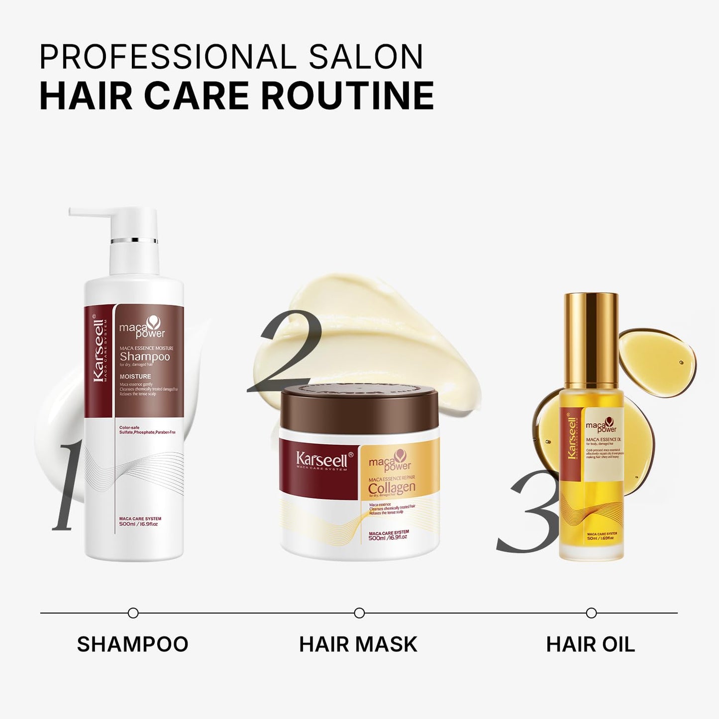 Karseell Hair Oil Argan Oil for Dry Damaged Hair All Hair Types 50ml