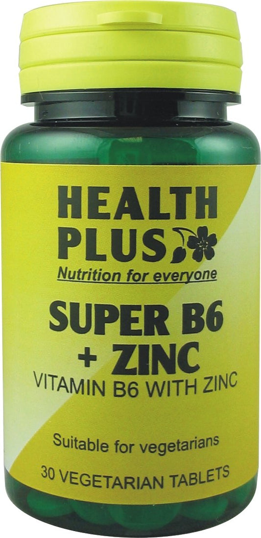 Health Plus Super B6 + Zinc : Vitamin B with Zinc Supplement : 30 Tablets, in a Planet-Friendly 99% Recycled Pot