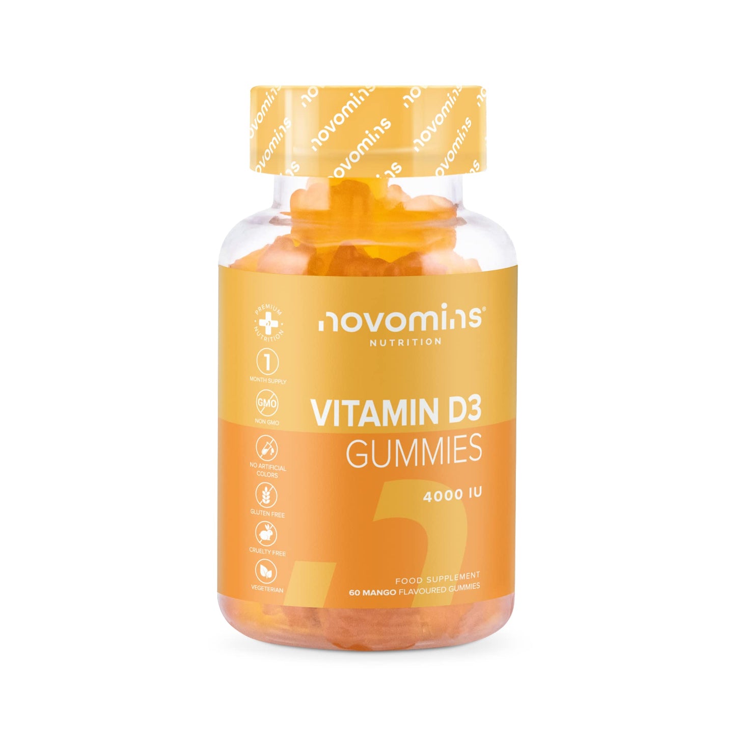 novomins Vitamin D Gummies - High Strength 4000 IU Adult Vitamin D3 Gummies - Chewable Gummy Vitamins - Vegetarian - Gluten Free - Vitamin D Gummies by Novomins