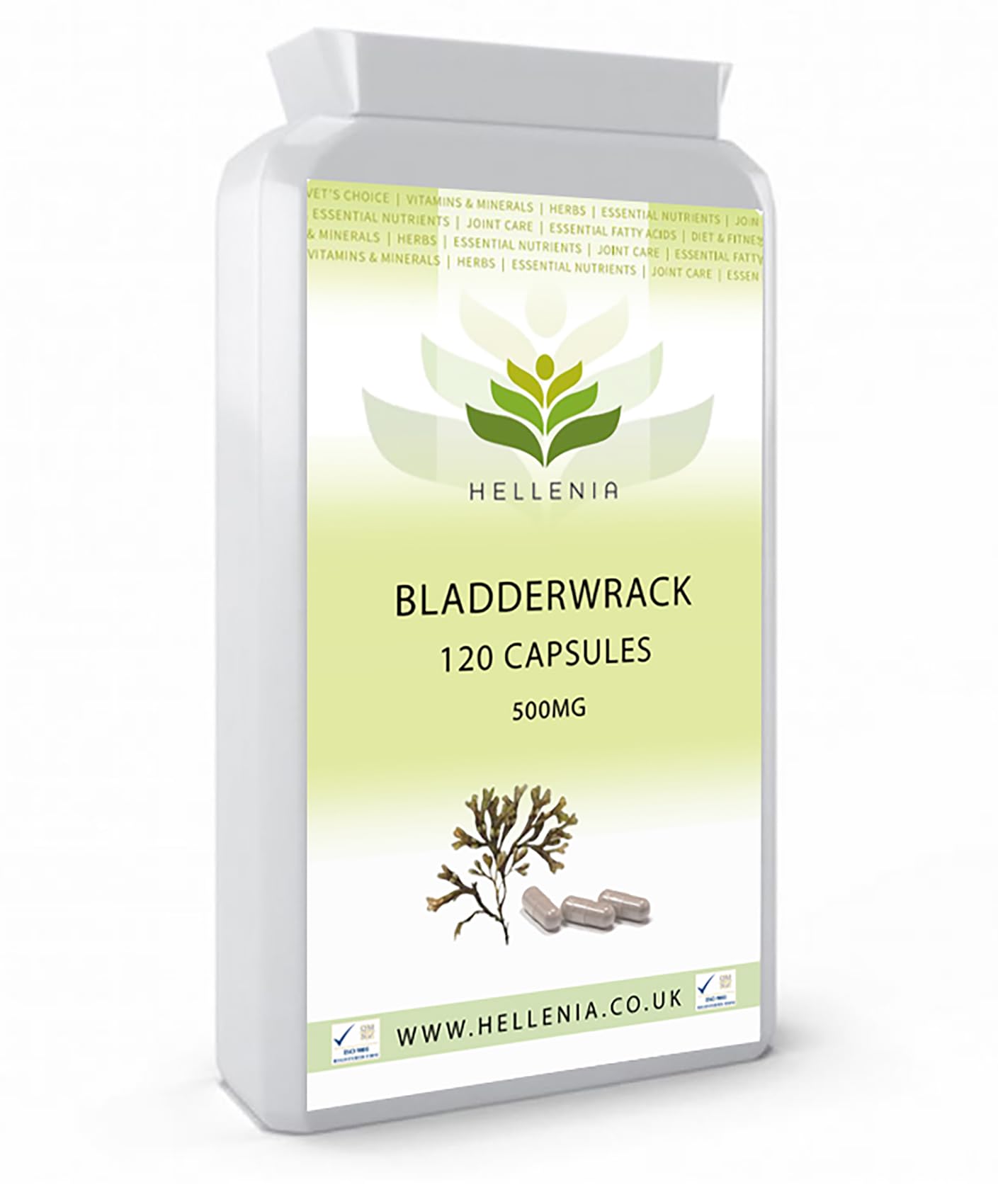 Hellenia Bladderwrack 500mg | 120 Seaweed Capsules | Good Source of Iodine