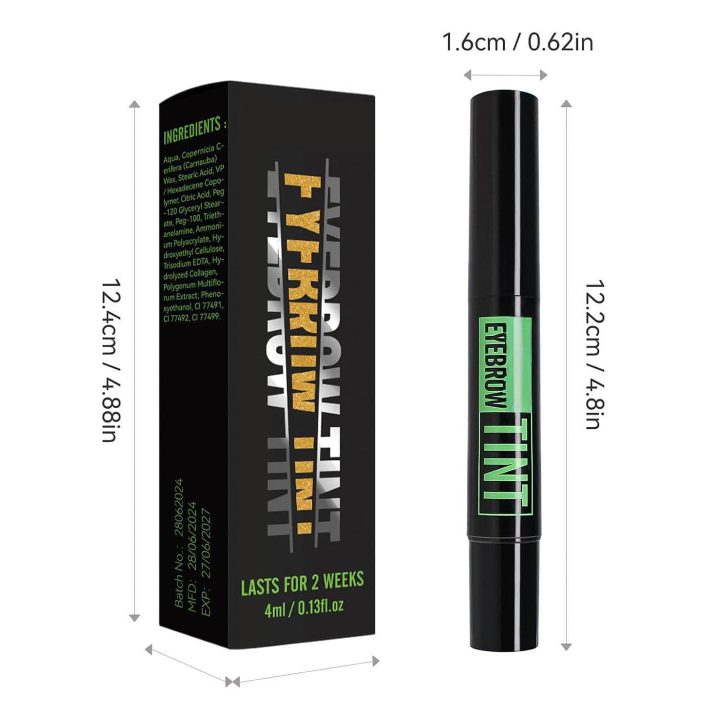 Generic Brow Dye Kit Long-Lasting Eyebrow Tint Semi-Permanent Black Eyebrow Waterproof Smudge-Proof Pen Tattoo Pencil Medium Brow Makeup for Defined Natural Look Easy to-Use with Brush