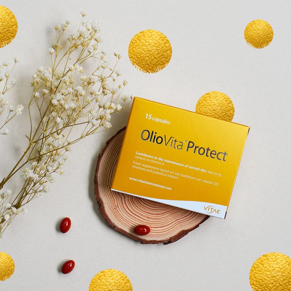 Vitae OlioVita Protect | Sun Protection Supplements | Prevention Sun Damage, Sun Allergy, Sun Burns | Safe and Healthy Tanning | Antioxidant | 15 capsules