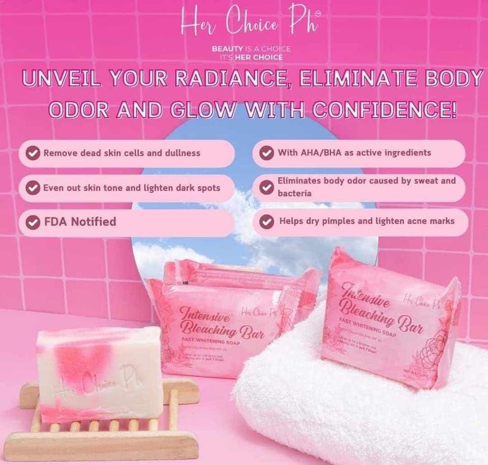 2 BARS Herchoice Intensive Bleaching Bar, with Collagen and SPF 20, 120g