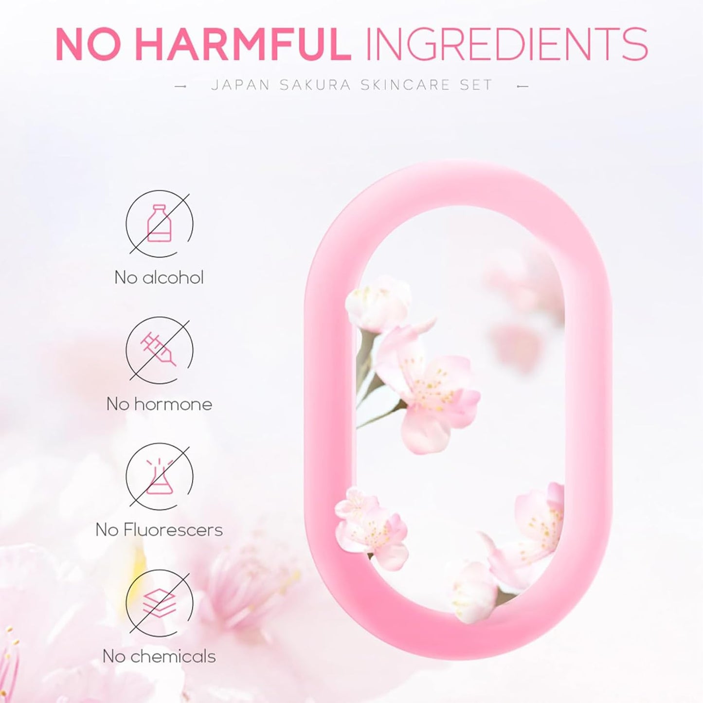 ChicNana SkinCare Set, JAPAN Sakura Skin Care Sets & Kits, Cleanser, Toner, Serum, Eye Cream, Face Cream, Skin Care Gift Set, Hair Care Gift Set for Teenage Girls(5pcs)