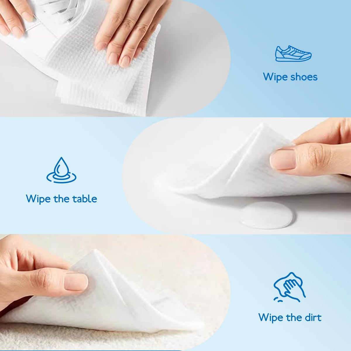 AONAT Clean Towels XL,Face Towels,Disposable Face Towelette,26 X 30 cm Super Soft Biodegradable Dry Facial Hand Clean Towels,Makeup Remover Dry Wipes,for Sensitive Skin,50 Ct,1 Pack