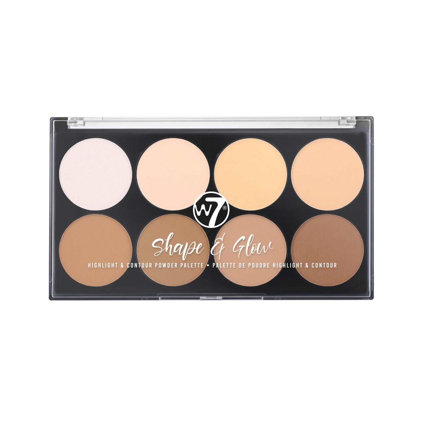 W7 Shape & Glow Highlight & Contour Powder Palette - Professional 8 Shade Face Makeup Palette