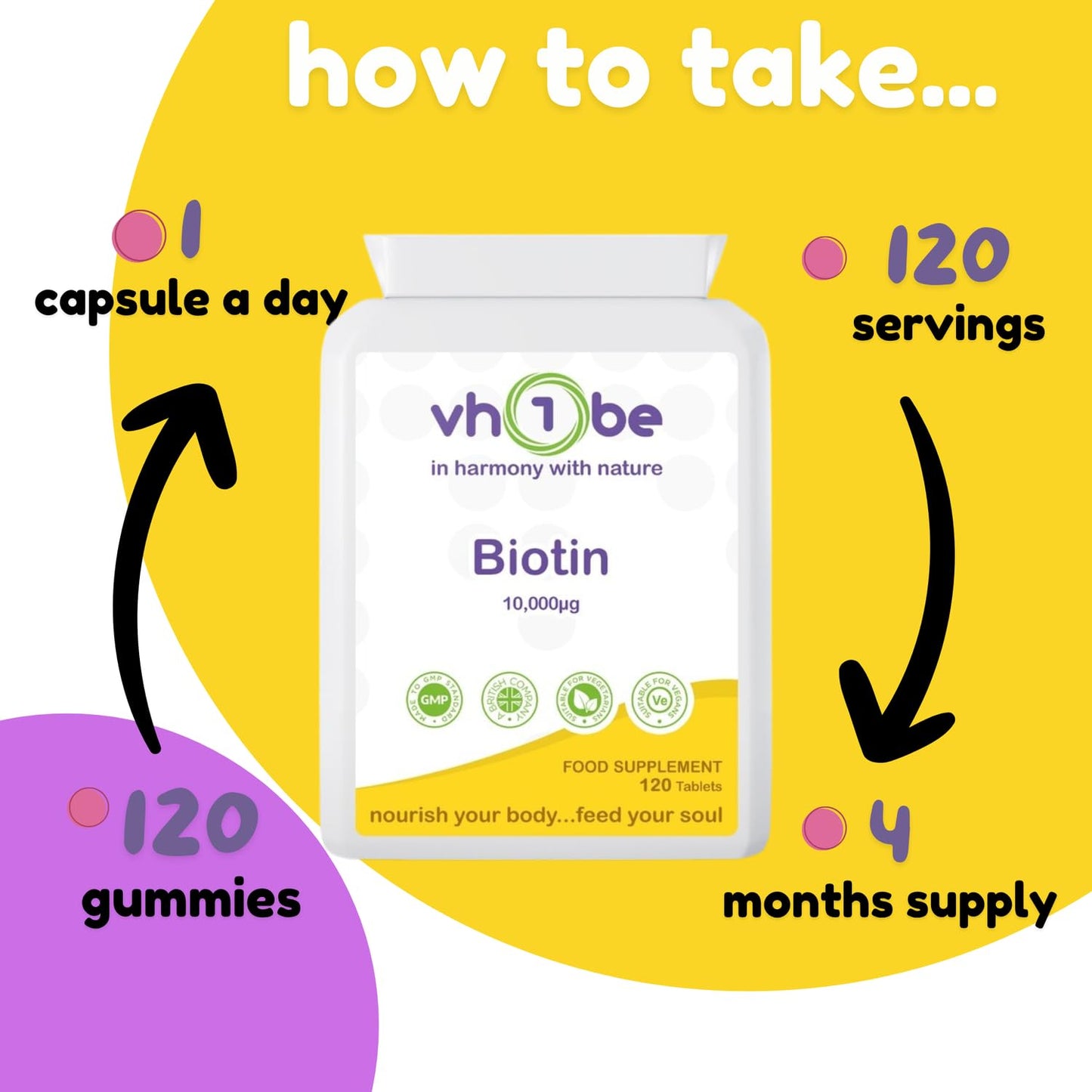 vh1be Biotin 10000µg 120 Tablets