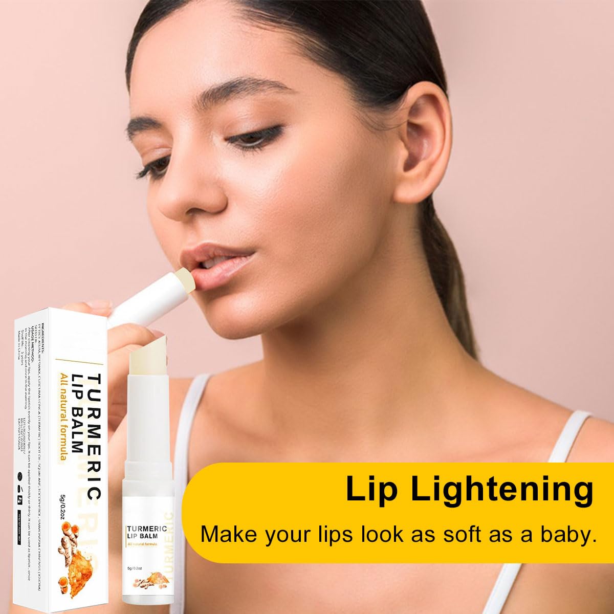 KARELLS Turmeric Lip Balm Stick,Lip Care Cream,Daily Lip Care Balm,Lip Lightening For Dark Lips,Turmeric Long Lasting Moisturizing Lips Balms,Reduces Chapped Dry Lips,Repairs Cracks