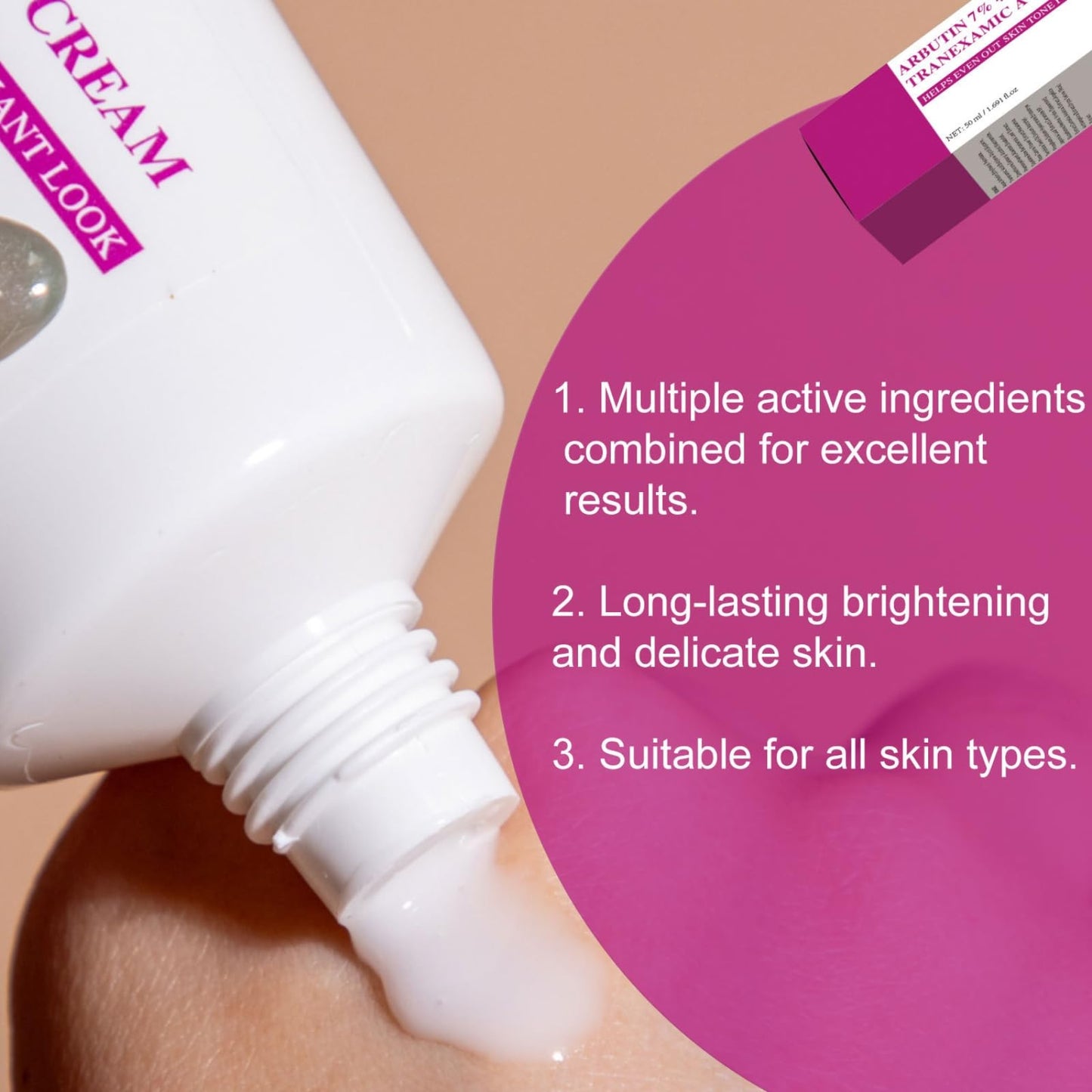 Arbutin 7% + Tranexamic Acid 4% Cream, Dark Spot Corrector Face Cream with Niacinamide & Hyaluronic Acid, Gentle Skin Brightening Korean Moisturiser, Targets Hyperpigmentation, Melasma,Even Skin Tone