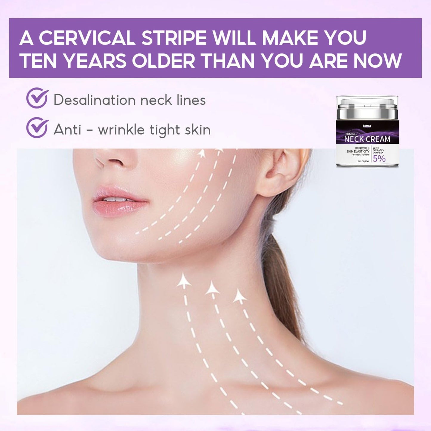 Neck Firming Cream with 5% Collagen Complex Tightening Lifting Sagging Skin Rejuvenating Moisturising Reducing Fine Lines Double Chin Reducer Cream 50ml